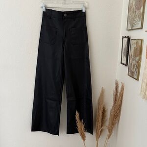 Zara Black Vegan Leather High-Waisted Pants